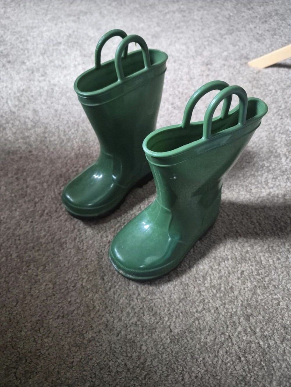 Toddler Zoggs Green Rubber Rain Boots with Pull Handles